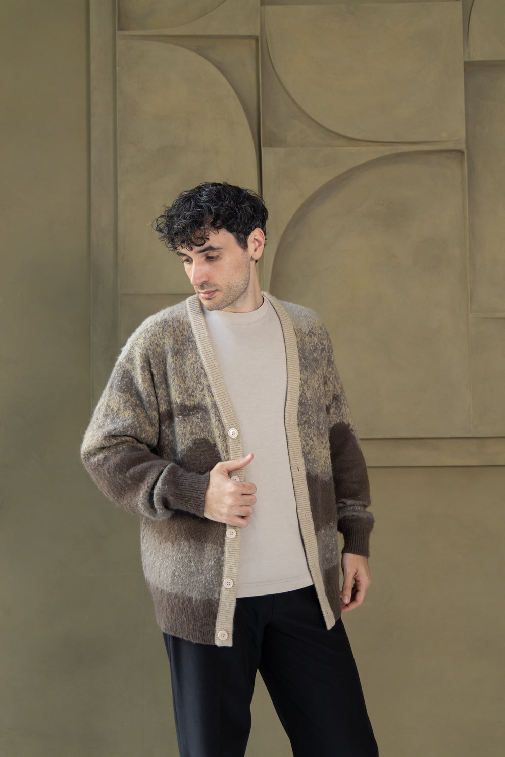 Short Mohair Cardigan - Brown