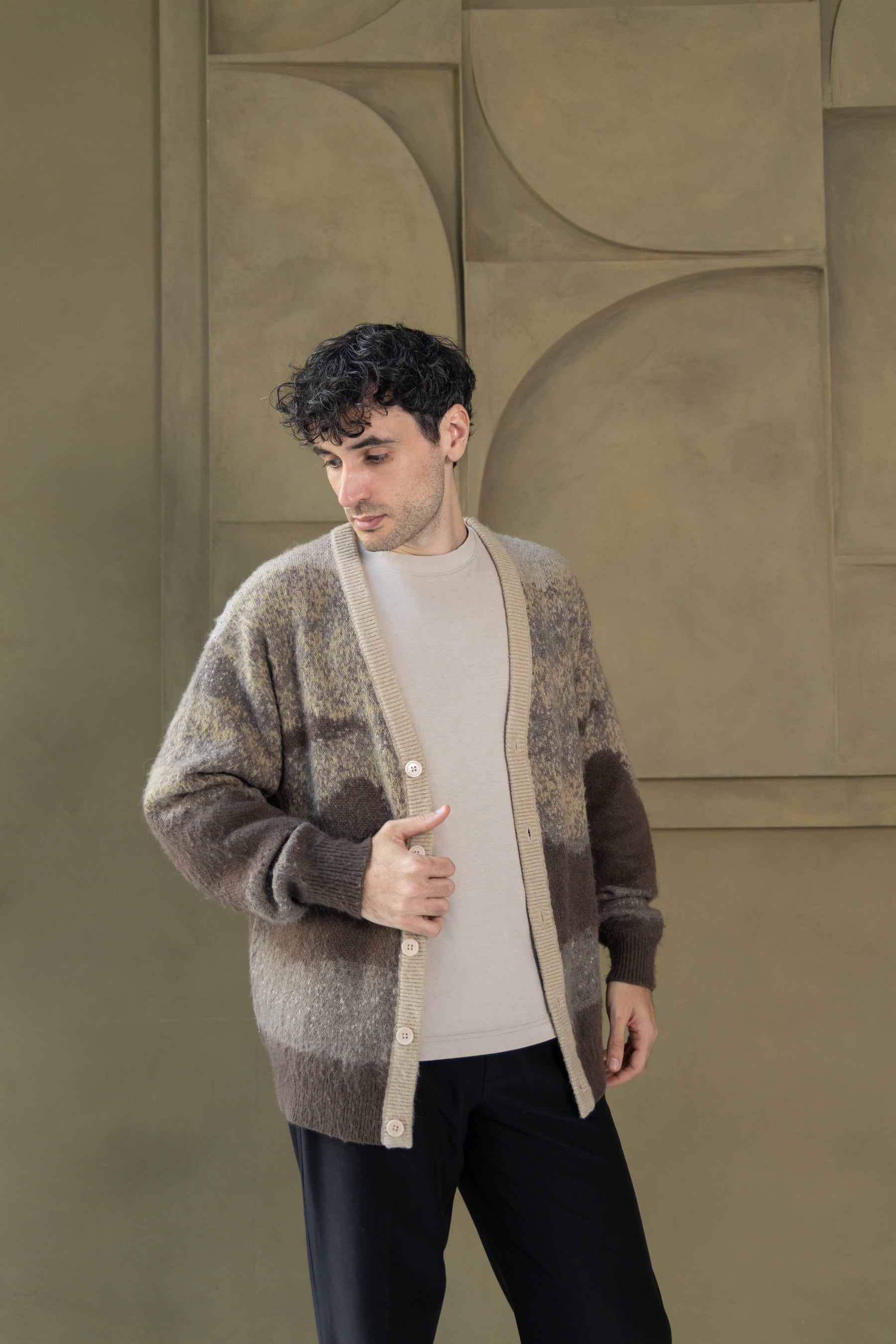 Short Mohair Cardigan - Brown