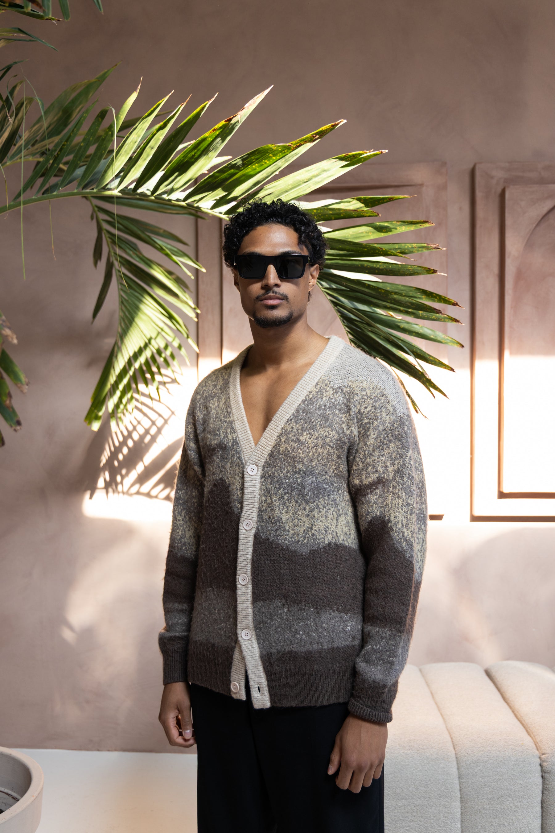 Short Mohair Cardigan - Brown