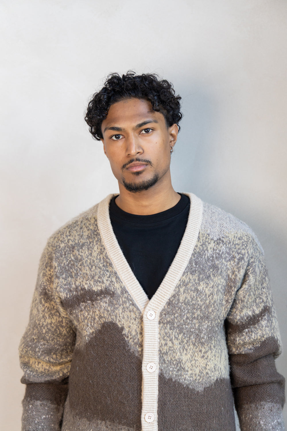 Short Mohair Cardigan - Brown