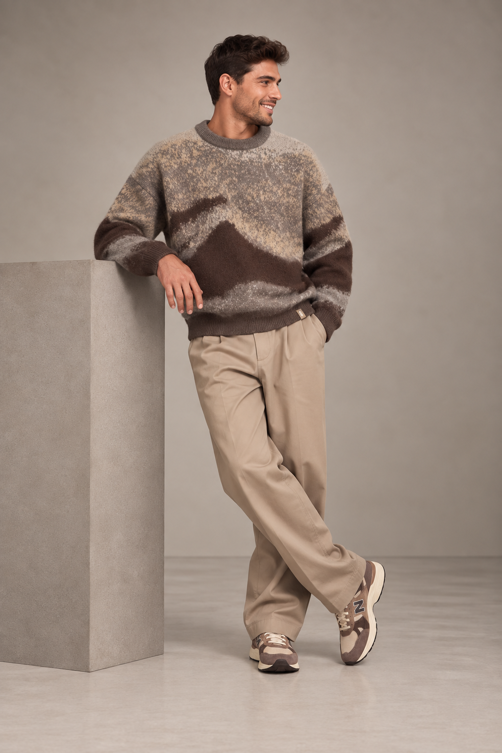 Mohair Pullover - Braun/Beige (Stückzahl verfügbar)