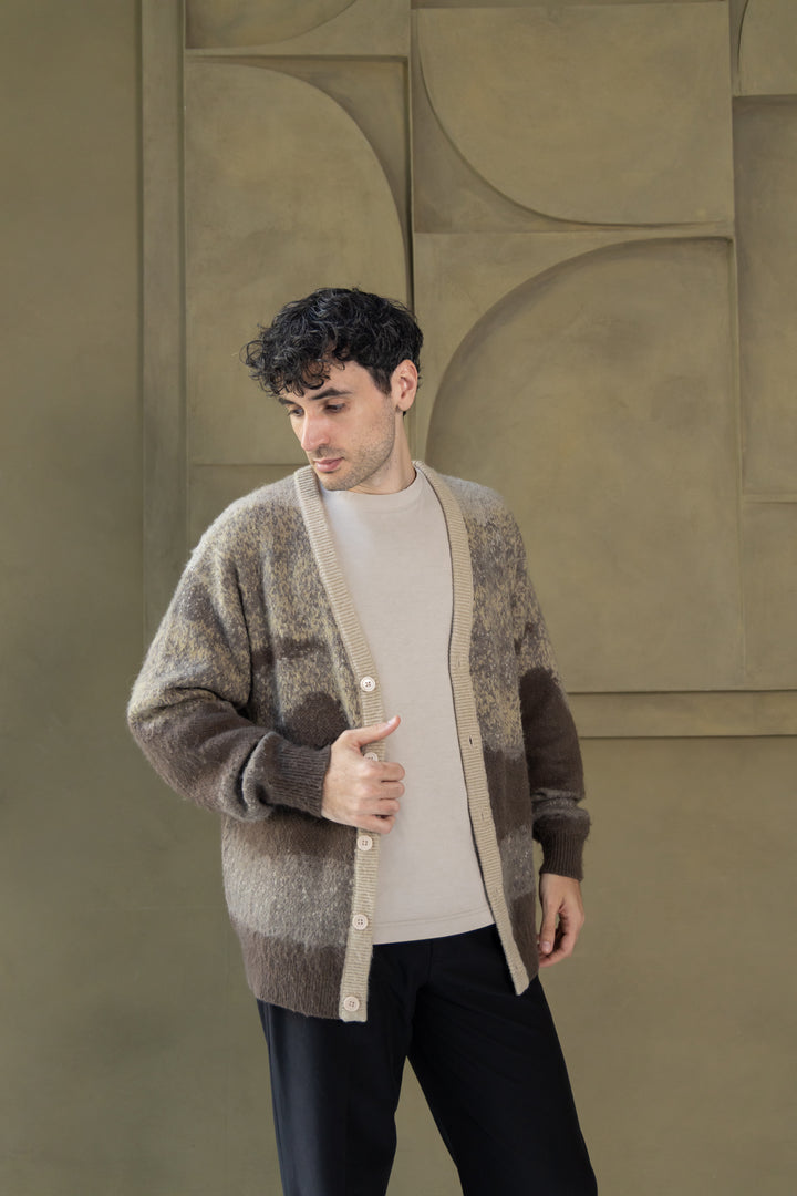 Short Mohair Cardigan - Brown
